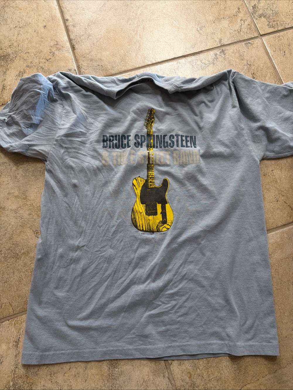 Hanes Light Blue Vintage Bruce Springsteen Guitar Graphic Tee